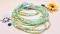Mint&Gold, Permanent, Tie on, Micro Ghana Glass Waist Beads 2mm