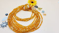 Orange&Gold, Permanent, Tie on, Micro Ghana Glass Waist Beads 2mm