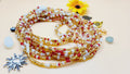 Multicolor Red&Pearl Permanent, Tie on, Micro Ghana Glass Waist Beads 2mm