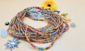 Egyptian Multicolor, Permanent, Tie on, Micro Ghana Glass Waist Beads 2mm