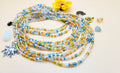 Mediterranean Multicolor, Permanent, Tie on, Micro Ghana Glass Waist Beads 2mm