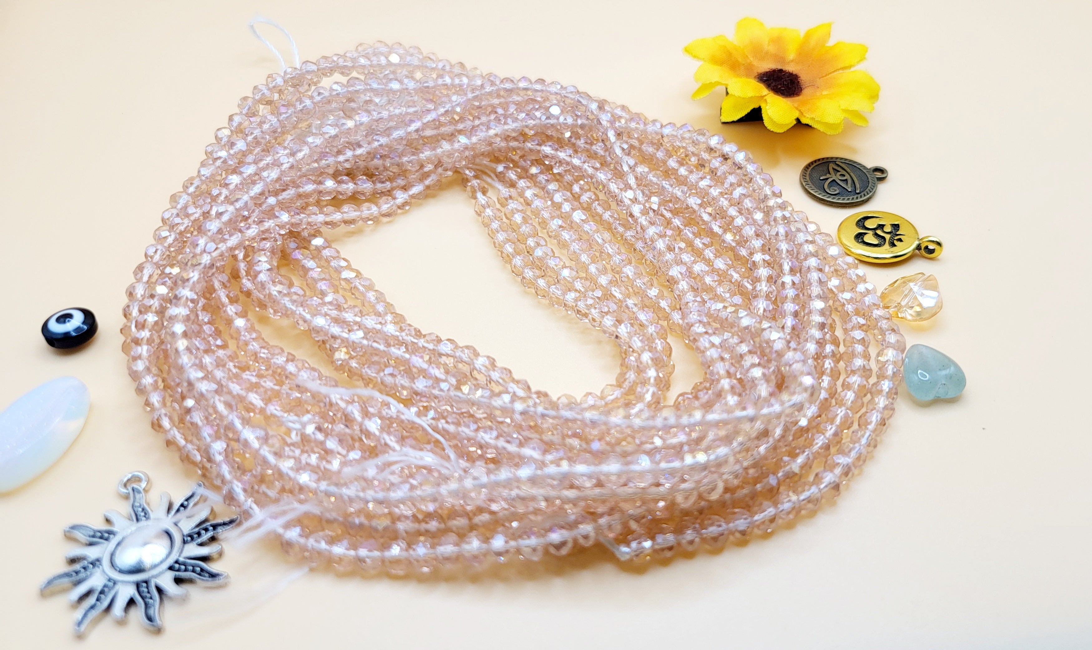 Moon and Blossom Set, 2mm, Permanent, Glass Beads