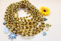 Gold Rhinestone, Permanent, Tie-On, Medium Ghana Glass Waist Beads 8mm & 4mm