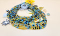 North African Queen Multicolor, Permanent, Tie on, Micro Ghana Glass Waist Beads 2mm