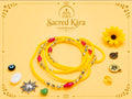 Yellow Accented, Permanent, Tie-On, Medium Ghana Glass Waist Beads 2mm and 4mm