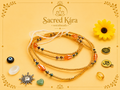 Gold Accented Rhinestone, Permanent, Tie-On, Medium Ghana Glass Waist Beads 4mm