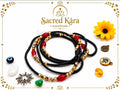 Black Accented, Rhinestone, Permanent, Tie-On, Medium Ghana Glass Waist Beads 4mm